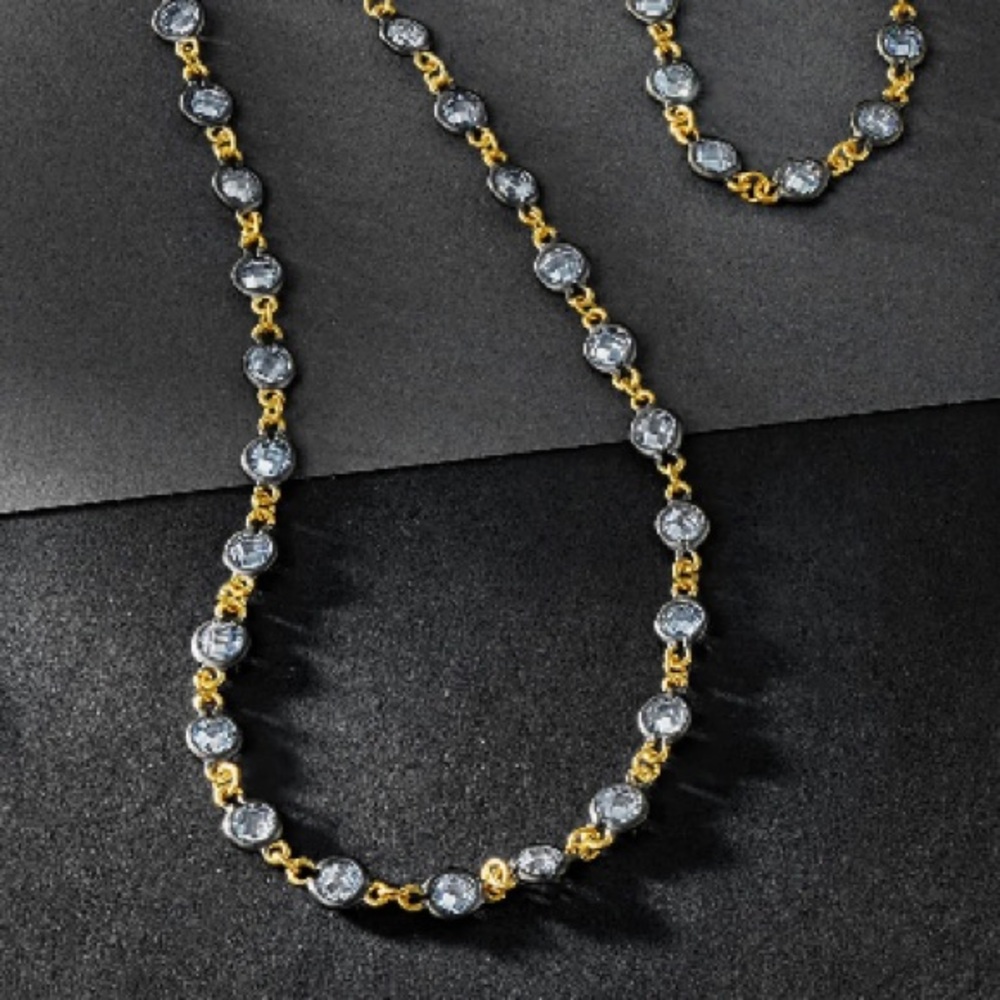 FREIDA ROTHMAN FACETED STONES WRAP CHAIN NECKLACE 16”-18” Adjustable - Picture 2 of 8